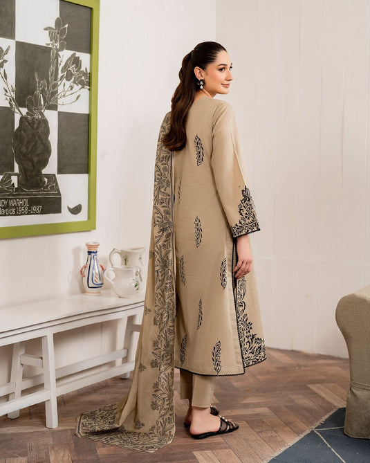 Anmol Screen Print Stitched 3 Pc Suit